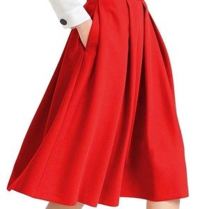 Size 2 Red Flare Midi Skirt